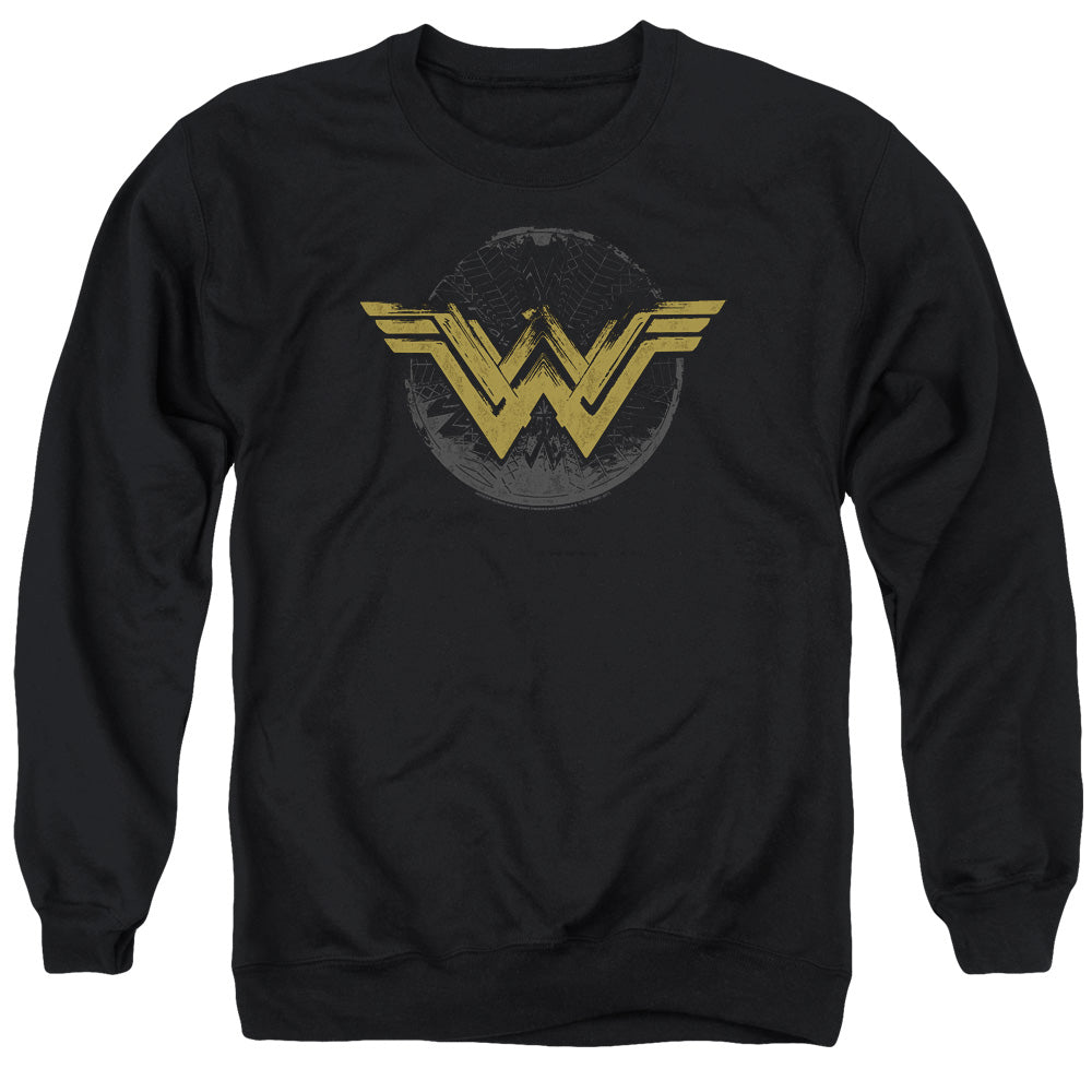Wonder Woman Movie Distressed Logo Mens Crewneck Sweatshirt Black Officially Licensed