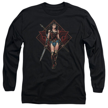 Wonder Woman Movie Warrior Mens Long Sleeve Shirt Black Officially Licensed