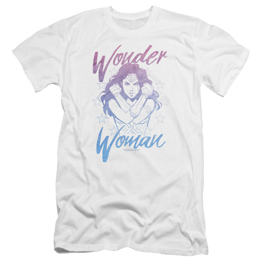 Wonder Woman Movie Retro Stance Hbo Premium Bella Canvas Slim Fit Mens T Shirt White