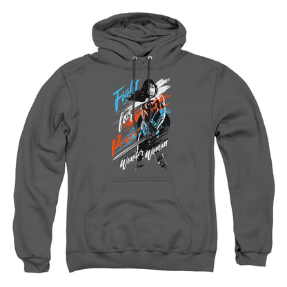 Wonder Woman Movie Fight For Peace Mens Hoodie Charcoal Officially Licensed