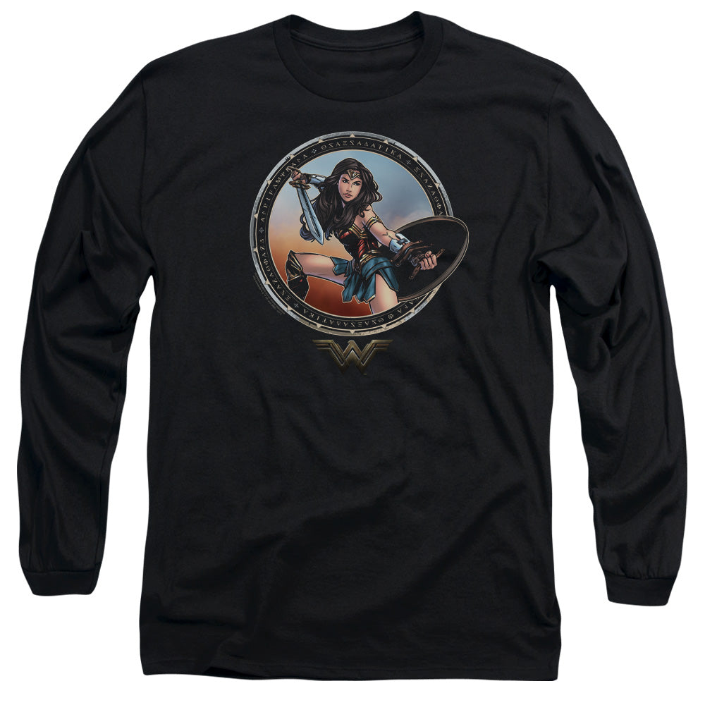 Wonder Woman Movie Battle Pose Mens Long Sleeve Shirt Black Officially Licensed