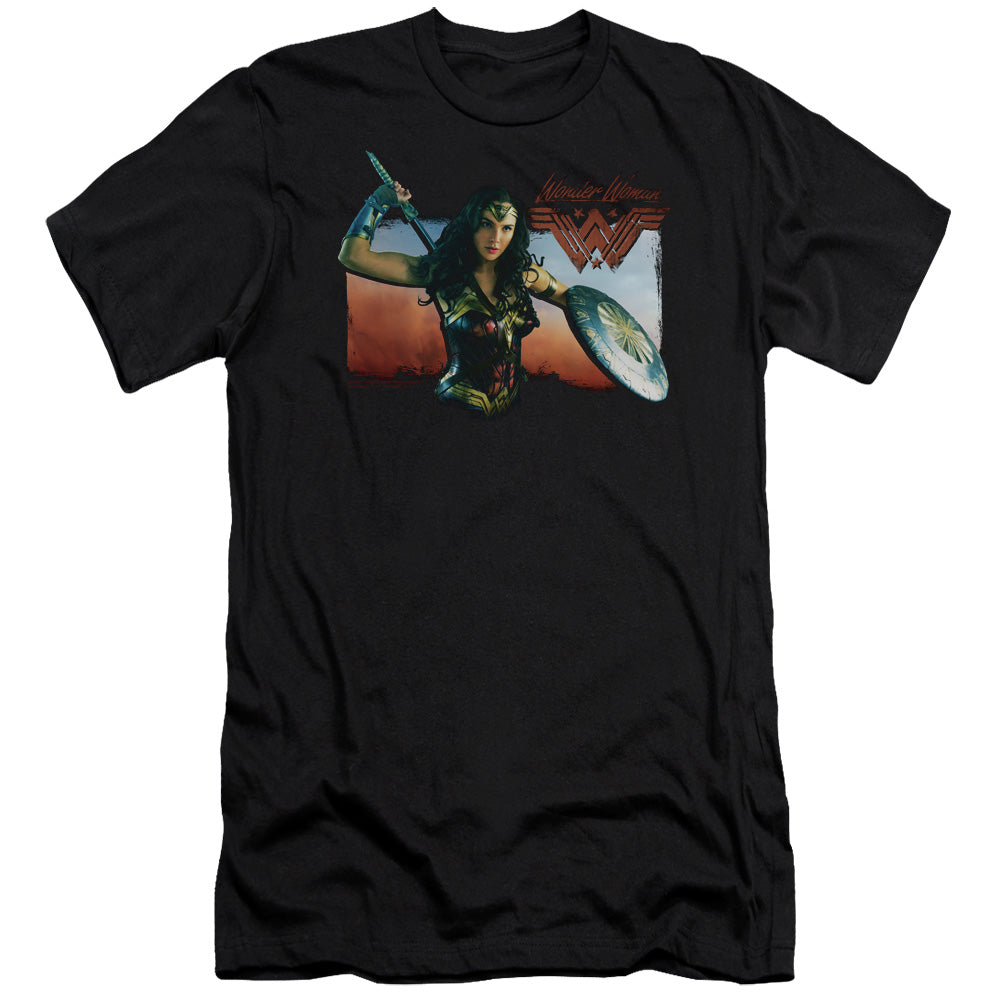 Wonder Woman Movie Warrior Woman Hbo Premium Bella Canvas Slim Fit Mens T Shirt Black