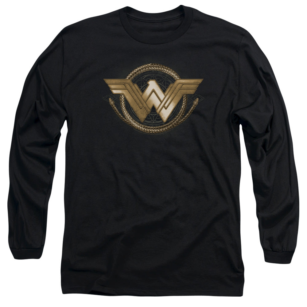 Wonder Woman Movie Lasso Logo Mens Long Sleeve Shirt Black Officially Licensed