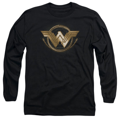 Wonder Woman Movie Lasso Logo Mens Long Sleeve Shirt Black Officially Licensed