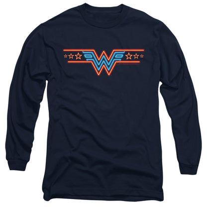 Wonder Woman 84 Neon Beat Mens Long Sleeve Shirt Navy Officially Licensed