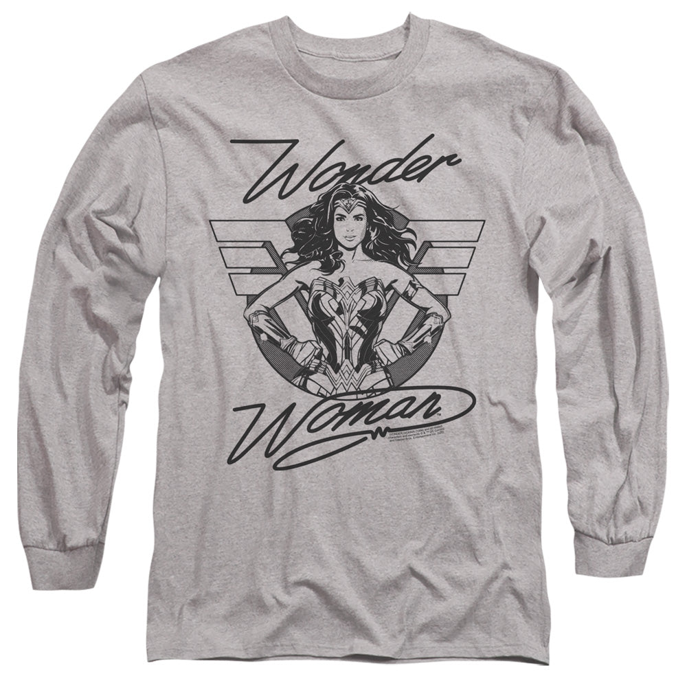 Wonder Woman 84 Determined Wonder Mens Long Sleeve Shirt Athletic Heather Officially Licensed