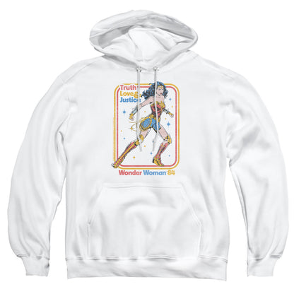 Wonder Woman 84 Retro Justice 84 Mens Hoodie White Officially Licensed