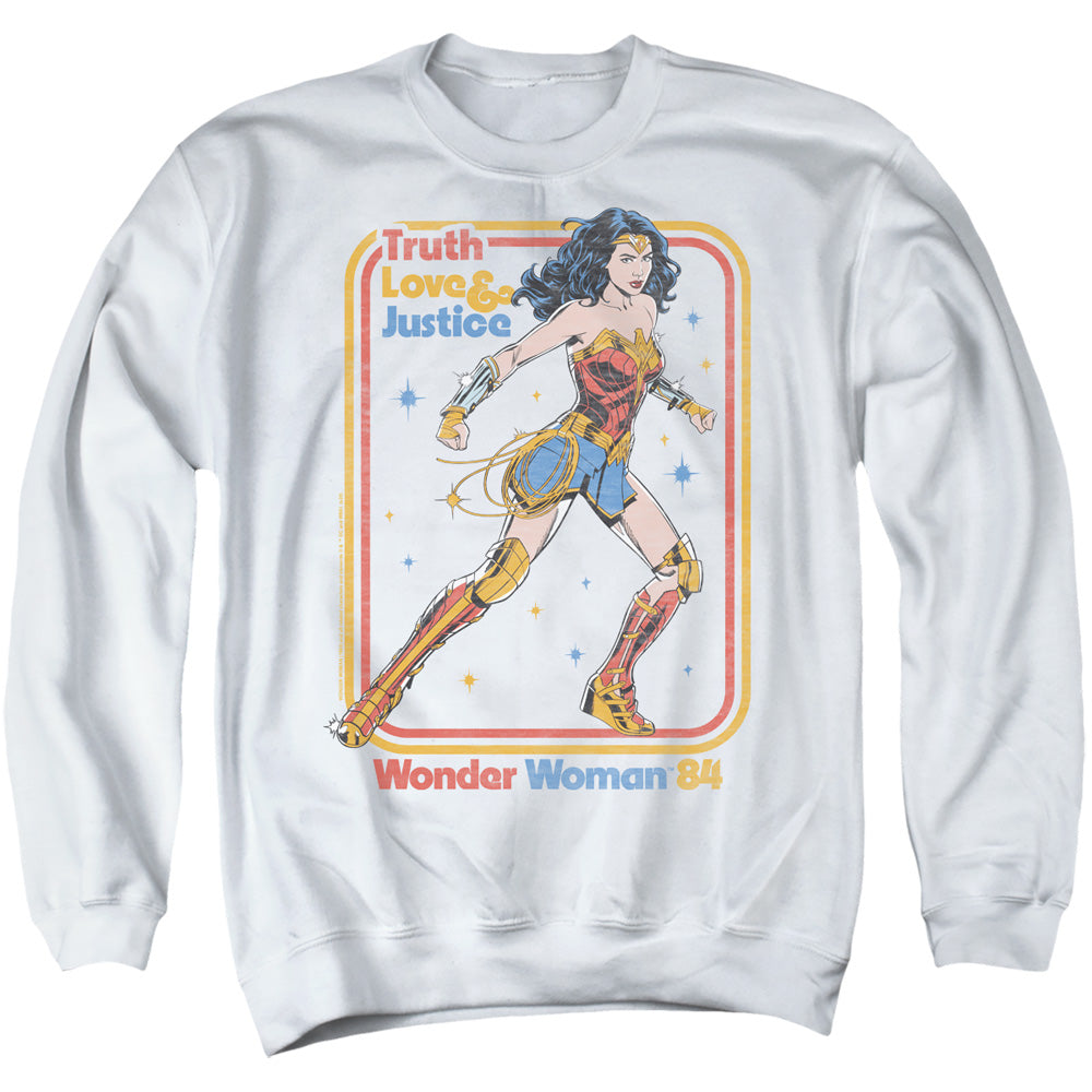 Wonder Woman 84 Retro Justice 84 Mens Crewneck Sweatshirt White Officially Licensed