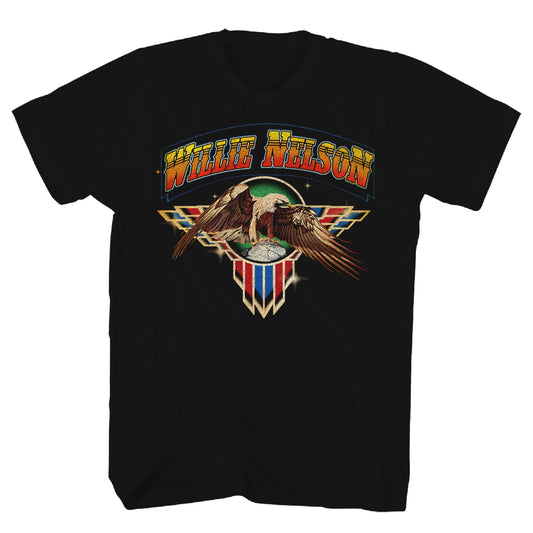 Willie Nelson Eagle Emblem Mens T Shirt Black