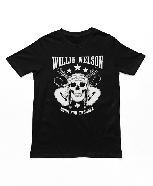 Willie Nelson Skull Mens T Shirt Black