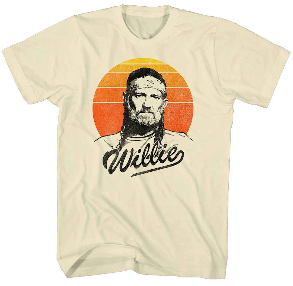 Willie Nelson Sunset Gradient Mens T Shirt Sand