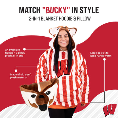 University of Wisconsin Bucky the Badger Snugible 2-in-1 Blanket Hoodie & Pillow
