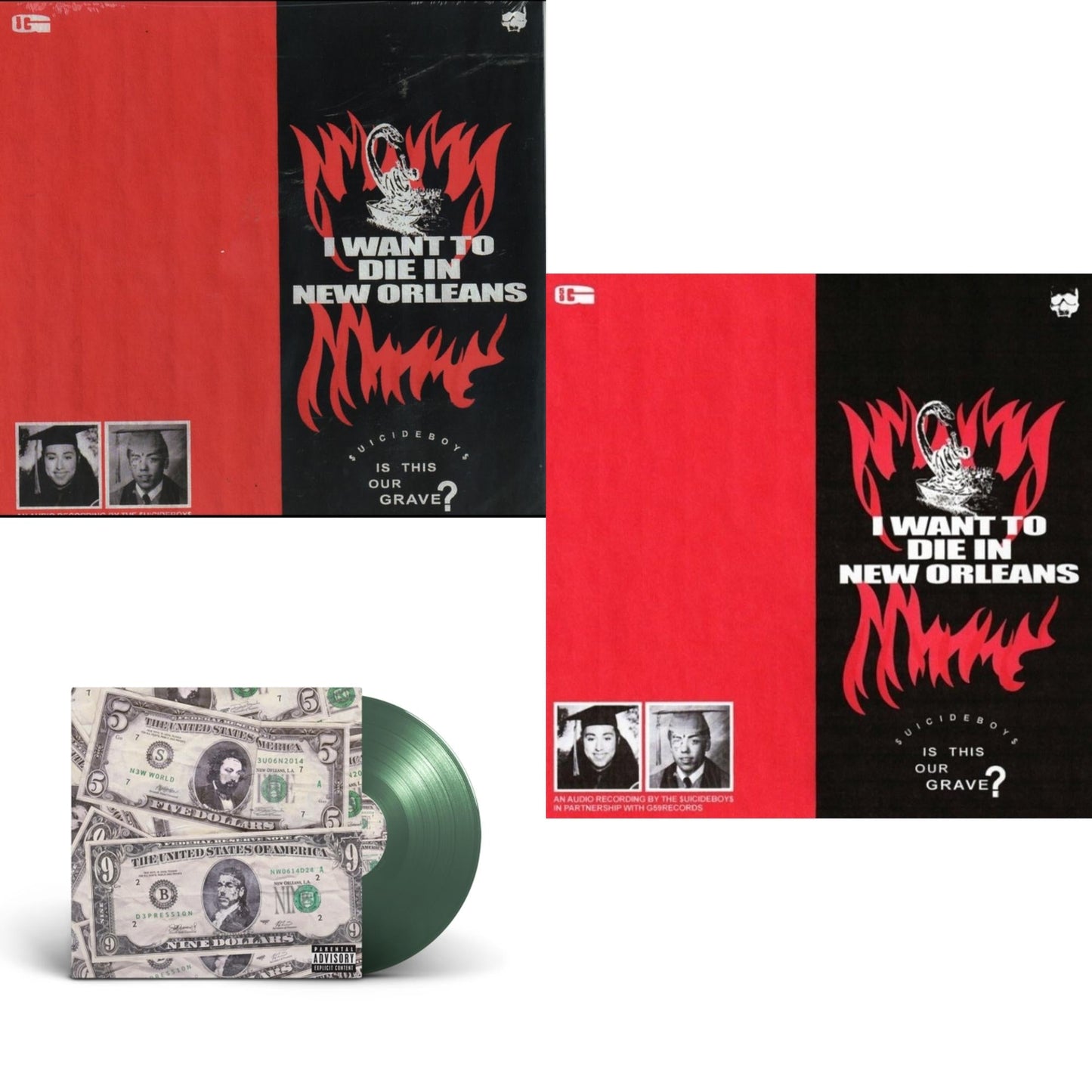 $Uicideboy$ - New World Depression (Coke Bottle LP Vinyl) & I Want To Die In New Orleans (Red/Black LP Vinyl) & I Want To Die In New Orleans (Silver LP Vinyl)
