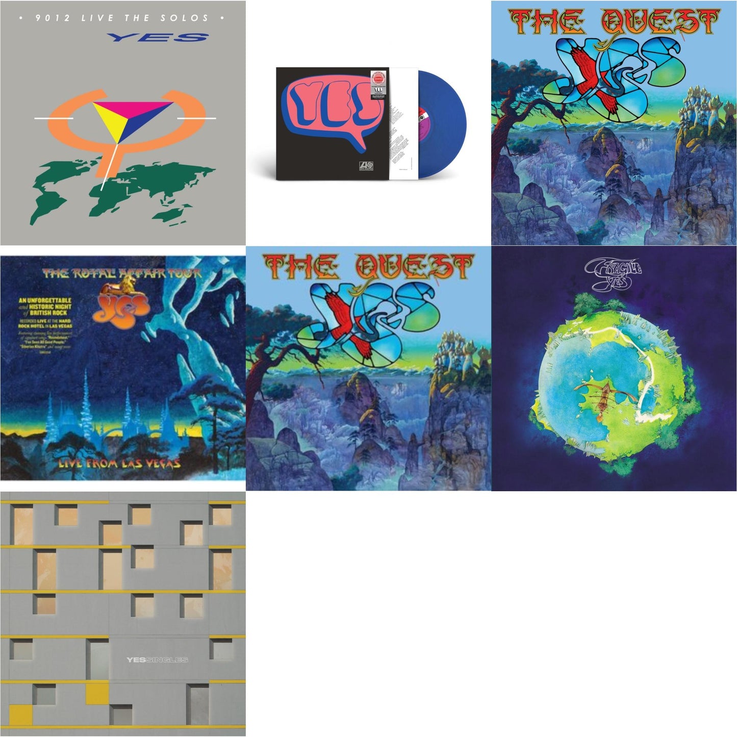 Yes - Yessingles (Yellow/Orange/Black Splatter LP Vinyl) (Rocktober) & Quest (2LP/2CD) & Quest (2LP/2CD/Sky Blue Vinyl) (I) & Royal Affair Tour (Live In Las Vegas) & Fragile (Super Deluxe/LP/CD/DVD) & Yes (Cobalt LP Vinyl) (Syeor) & 9012Live - The