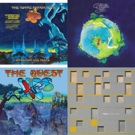Yes - Yessingles (Yellow/Orange/Black Splatter LP Vinyl) (Rocktober) & Quest (2LP/2CD/Sky Blue Vinyl) (I) & Royal Affair Tour (Live In Las Vegas) & Fragile (Super Deluxe/LP/CD/DVD)