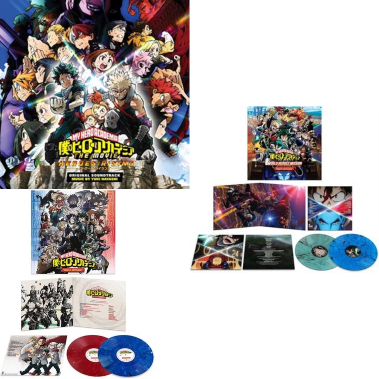 Yuki Hayashi - My Hero Academia: Heroes Rising (Translucent Clear W/ Rainbow Splatter Vinyl/2LP) & My Hero Academia: Season 5 Ost (2LP/1-Opaque Blue Marble/2-Opaque Red Mable Vinyl) & My Hero Academia: World Heroes' Mission Ost