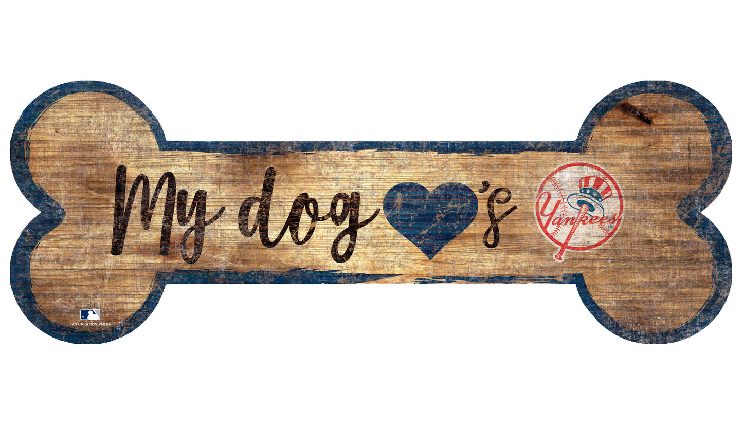 New York Yankees Baseball Dog Bone Wooden Sign