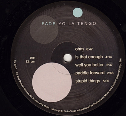 Yo La Tengo – Fade (LP Vinyl) Vinyl Record