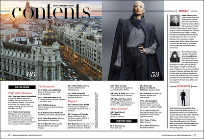 Zoomer Magazine - The Style Issue: Learn How To Dress Your Age With Attitude, Kiefer Sutherland Talks His Father’s Legacy, A Food Tour Of Chicago, Janet Zuccarini's Hosting Tips, Guide To Grey & More!