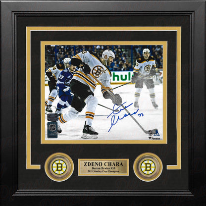 Zdeno Chara in Action Boston Bruins Autographed 8" x 10" Framed Hockey Photo
