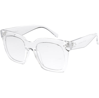 Bold Oversize Square Horn Rimmed Flat Lens Clear Glasses D093