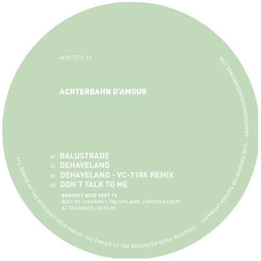 ACHTERBAHN D'AMOUR - Acid Test 13 Vinyl Record