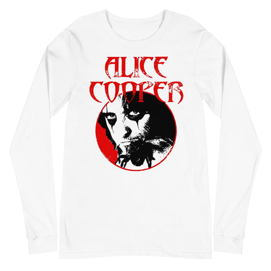 Alice Cooper Staring Mens Long Sleeve T Shirt White