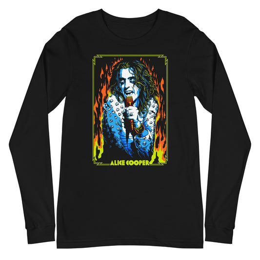 Alice Cooper Flames Mens Long Sleeve T Shirt Black