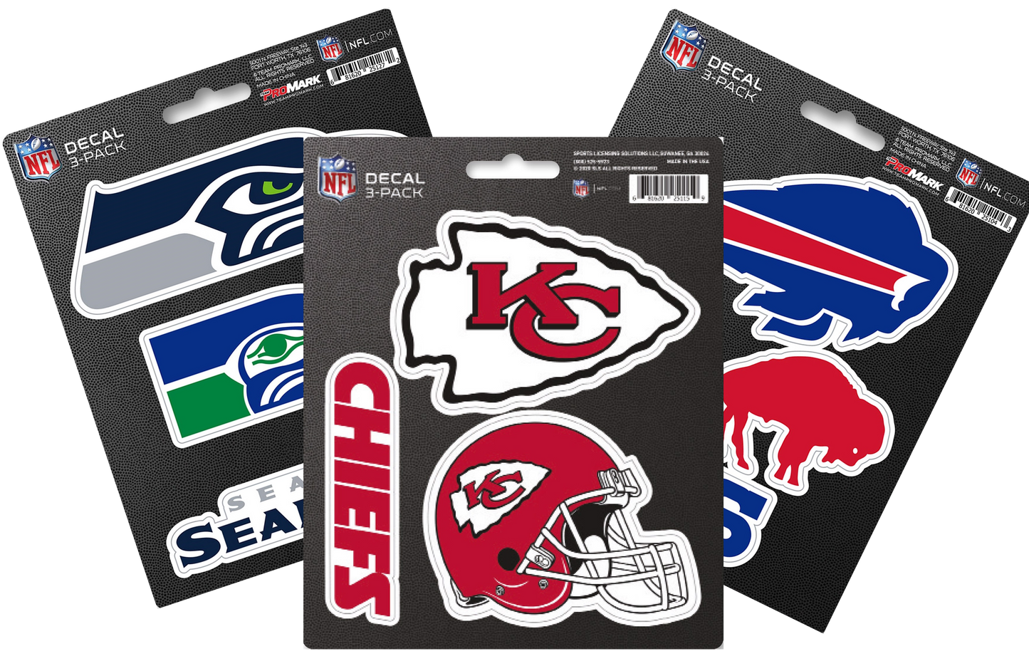 NFL Official Team Sticker Mats - Set of 3 Stickers Officially Licensed