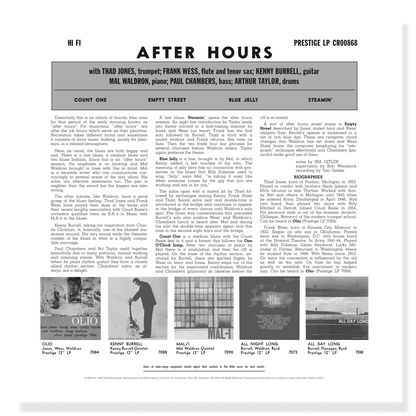 After Hours (Original Jazz Classics Series) (180g LP) Vinyl Record