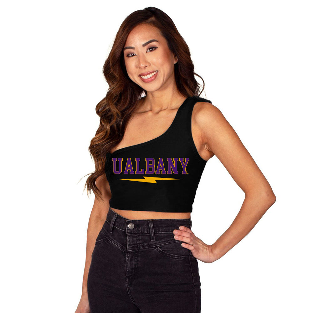 University at Albany Lightning Womens One Shoulder Tank Top Officially Licensed