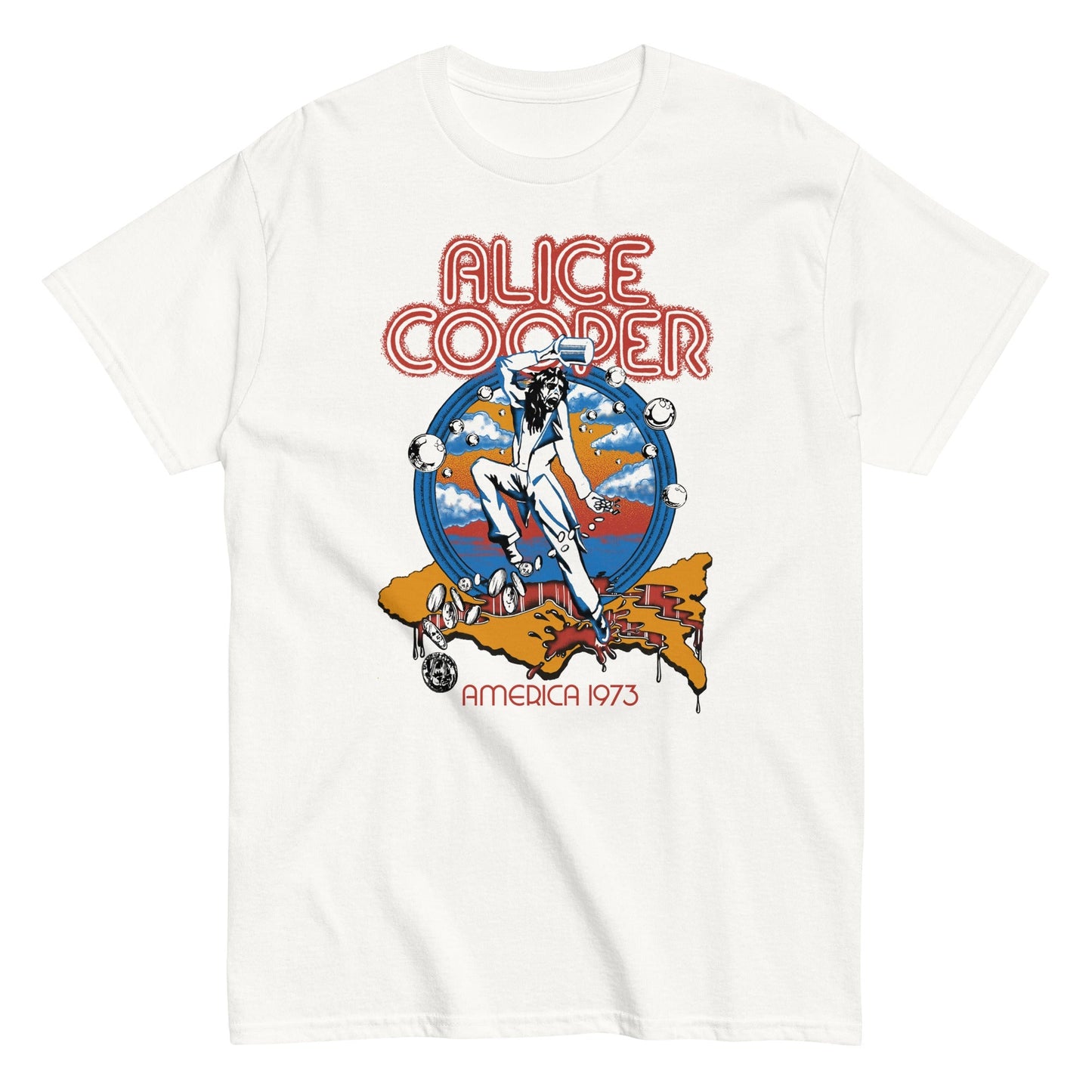 Alice Cooper 1973 Tour Mens T Shirt White