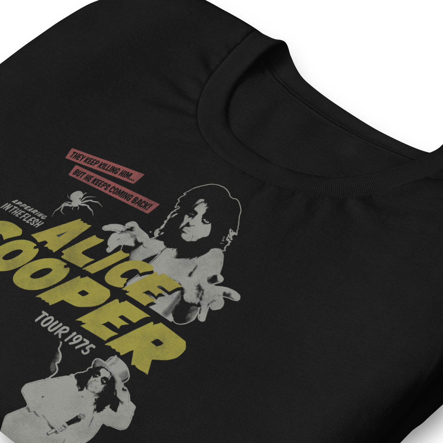 Alice Cooper 1975 Tour Vintage Officially Licensed Mens T Shirt Black