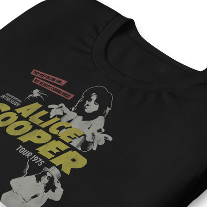 Alice Cooper 1975 Tour Vintage Officially Licensed Mens T Shirt Black