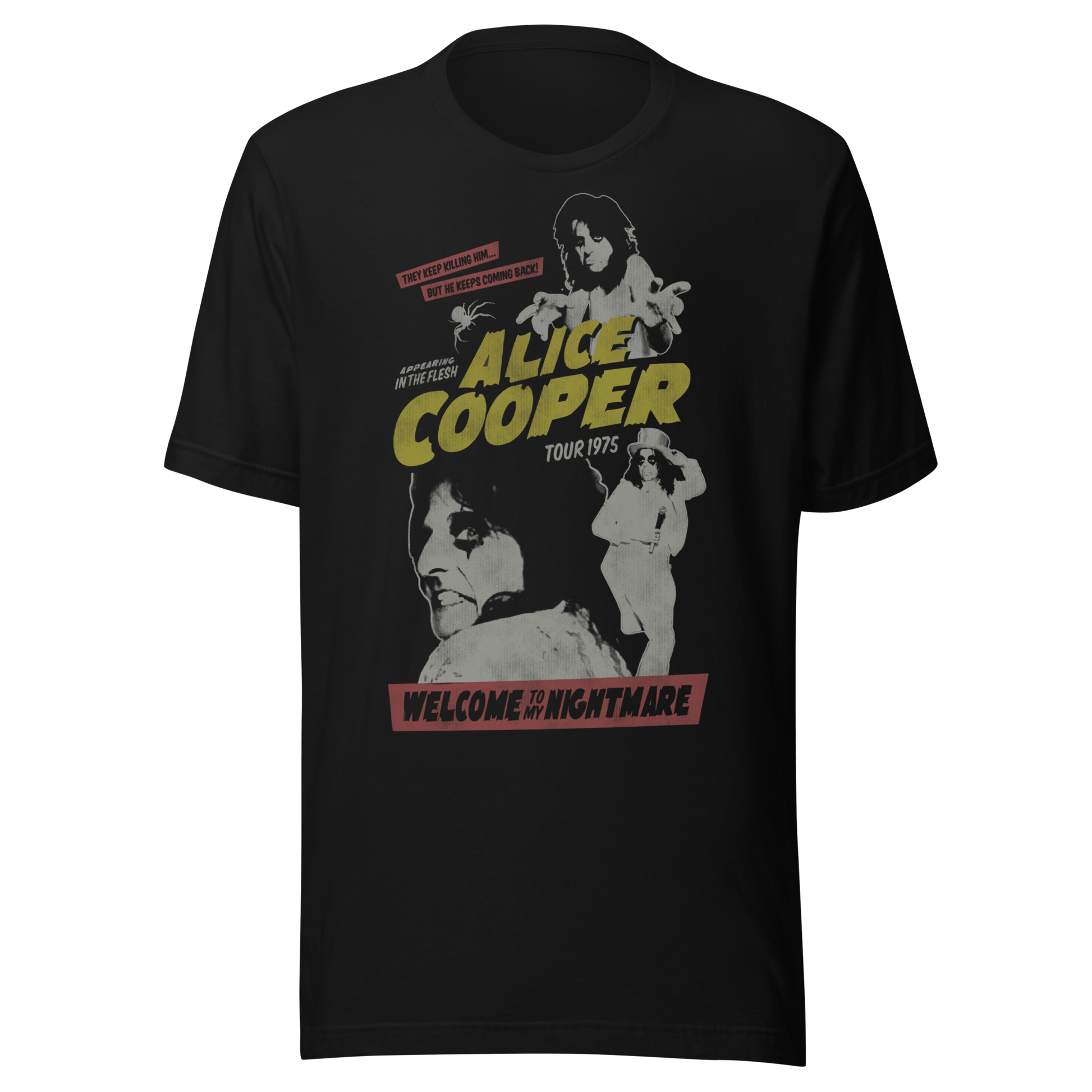 Alice Cooper 1975 Tour Vintage Officially Licensed Mens T Shirt Black