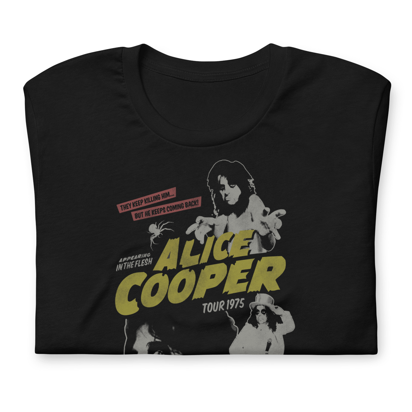 Alice Cooper 1975 Tour Vintage Officially Licensed Mens T Shirt Black