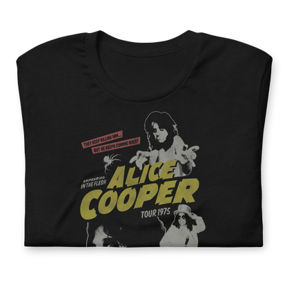 Alice Cooper 1975 Tour Vintage Officially Licensed Mens T Shirt Black