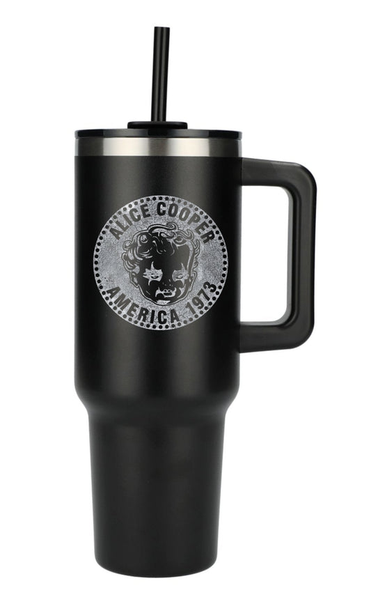 Alice Cooper 40oz Tumbler Drinking Cup with Lid and Straw Black