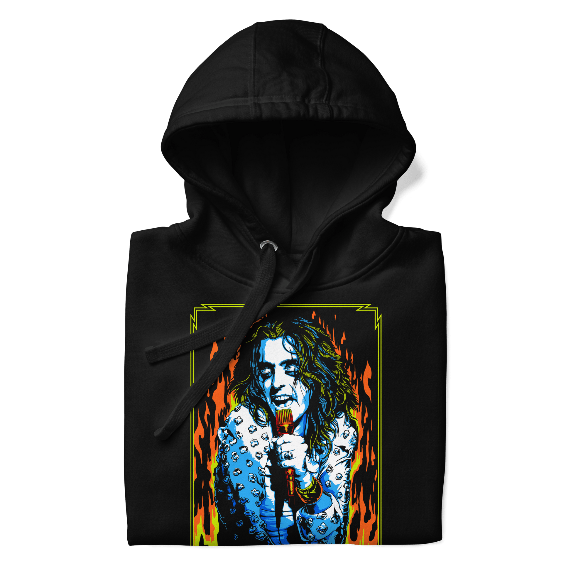 Alice Cooper Flames Mens Officially Licensed Hoodie Black