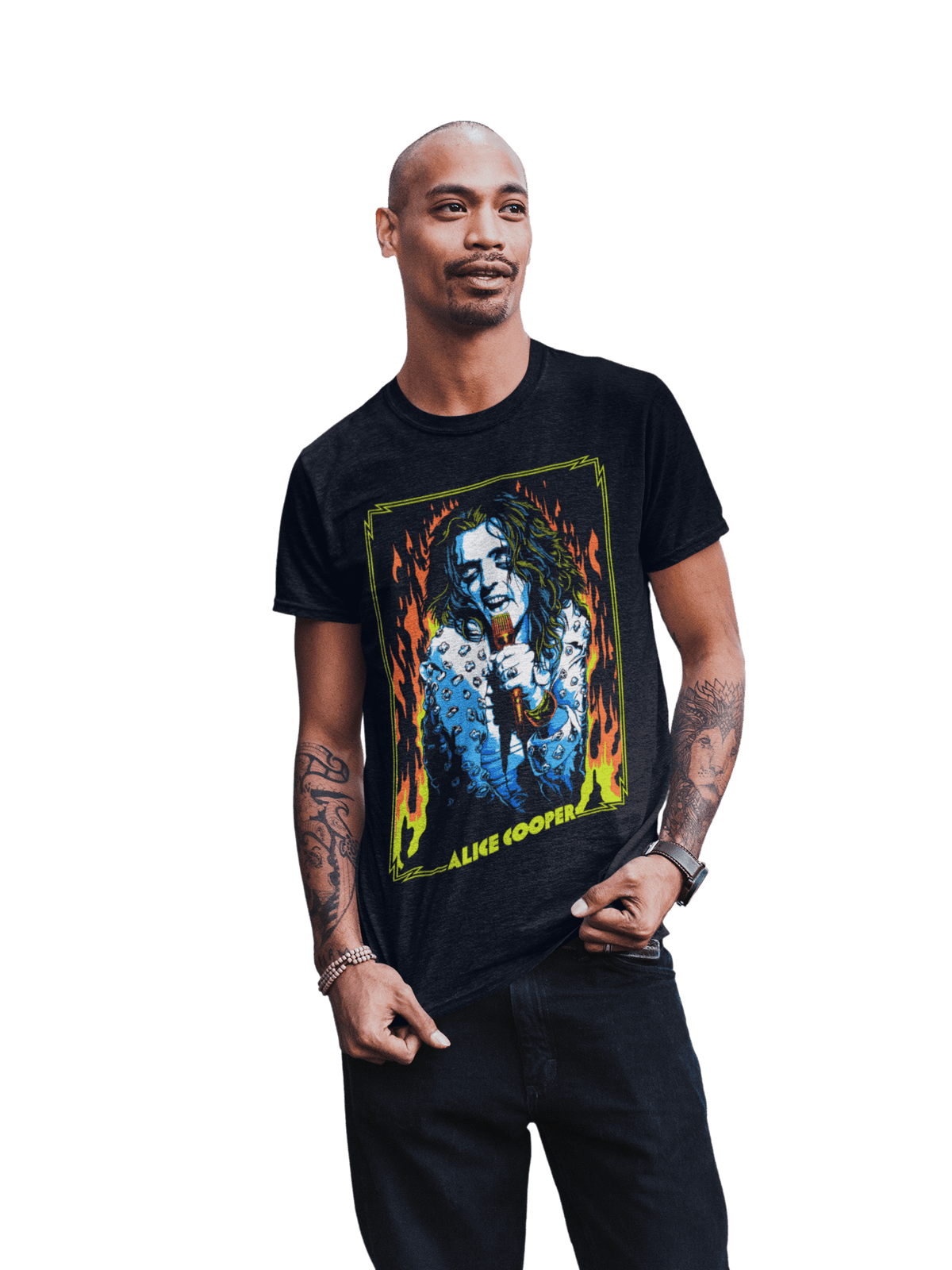 Alice Cooper Flames Officially Licensed Mens T Shirt Black
