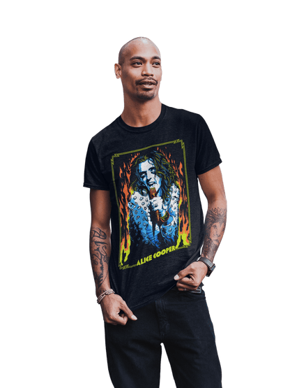 Alice Cooper Flames Officially Licensed Mens T Shirt Black