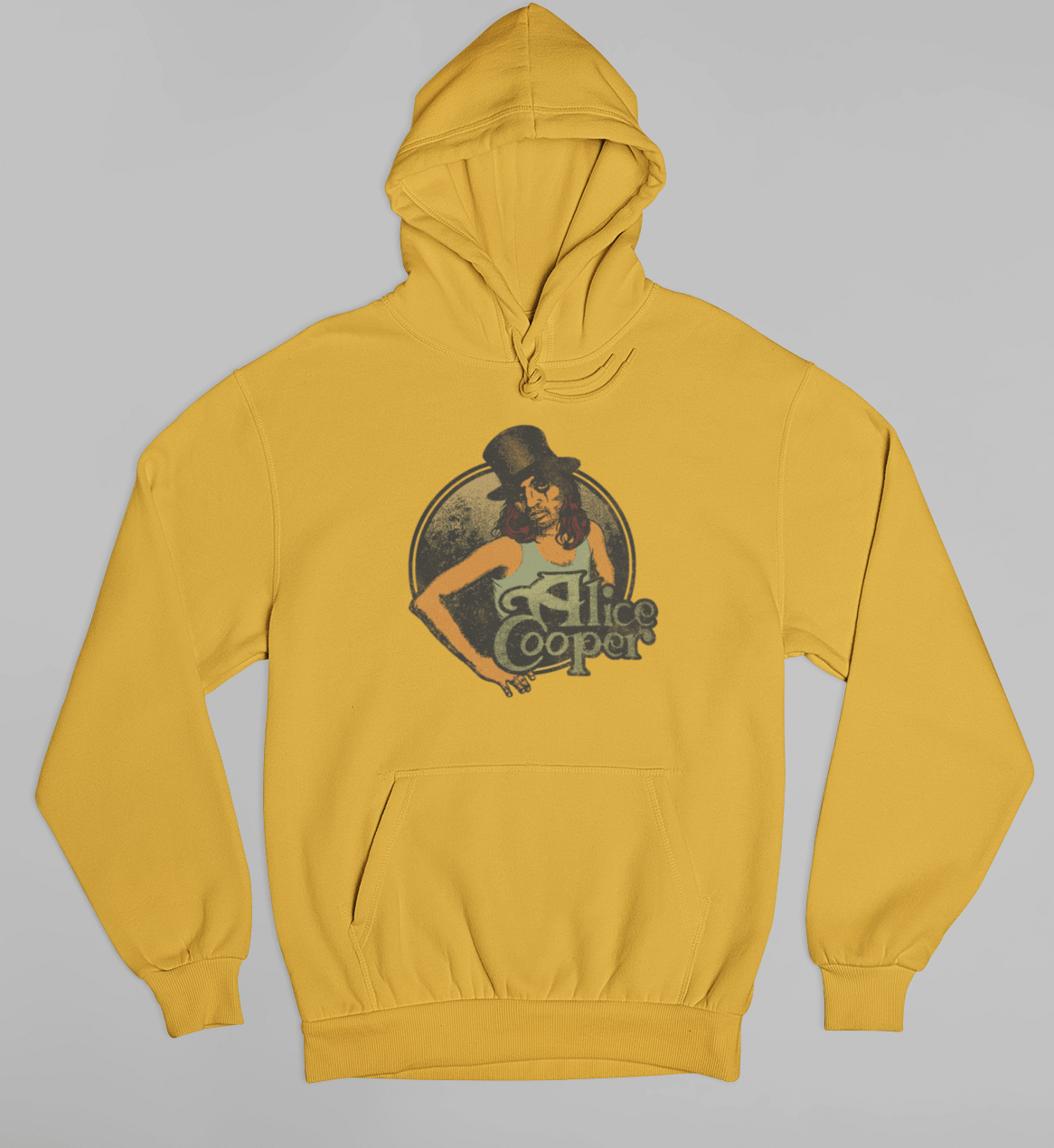 Alice Cooper Showtime 1976 Vintage Mens Officially Licensed Hoodie Gold