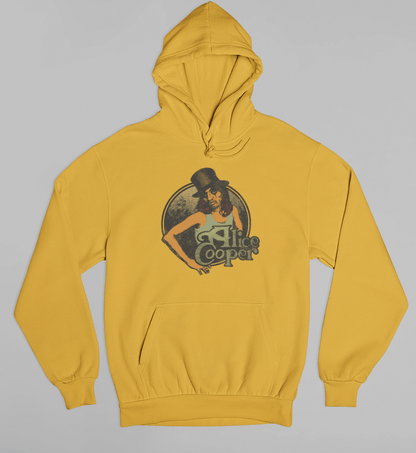 Alice Cooper Showtime 1976 Vintage Mens Officially Licensed Hoodie Gold