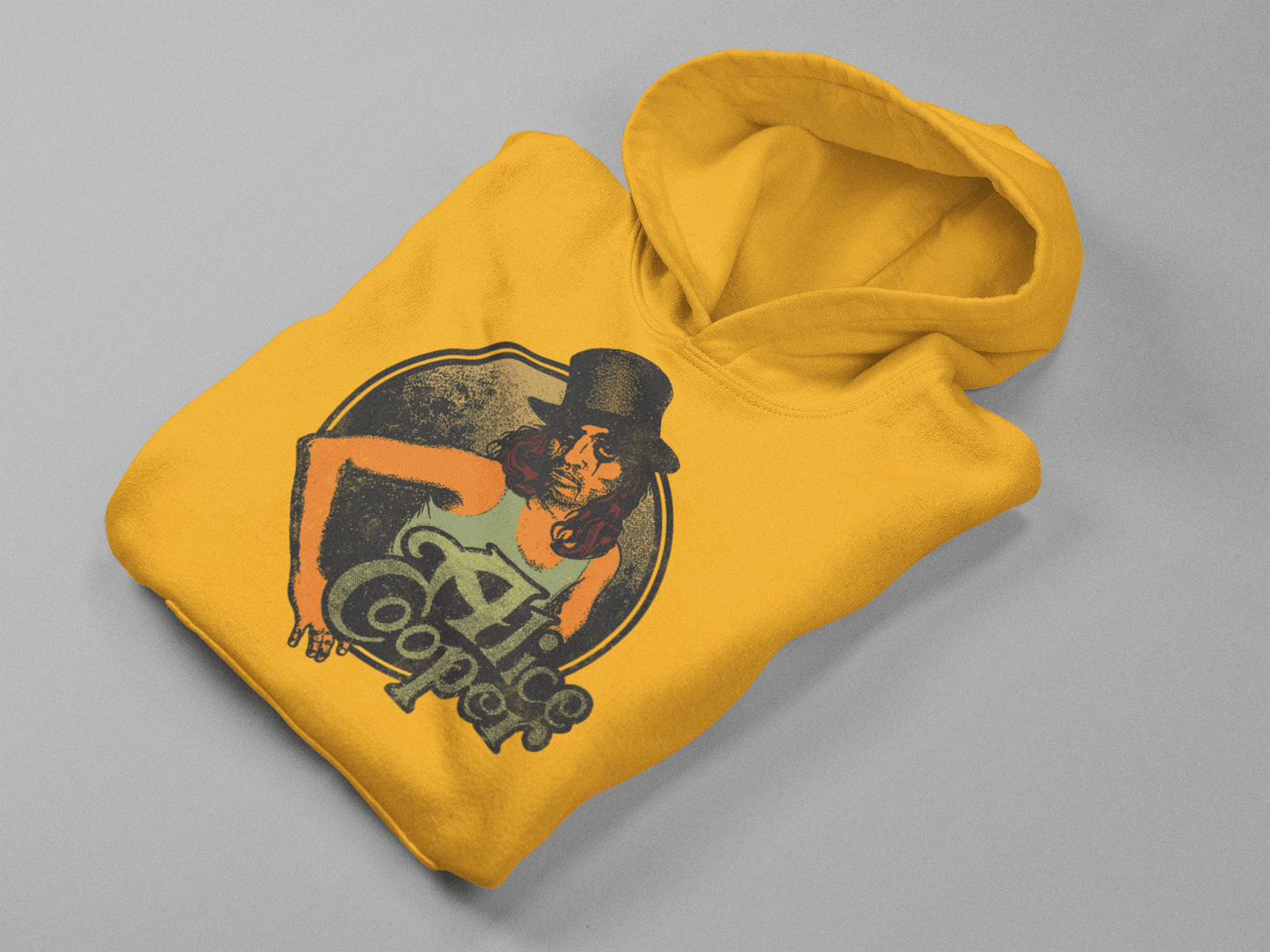 Alice Cooper Showtime 1976 Vintage Mens Officially Licensed Hoodie Gold