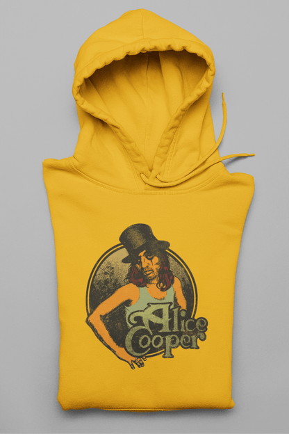 Alice Cooper Showtime 1976 Vintage Mens Officially Licensed Hoodie Gold