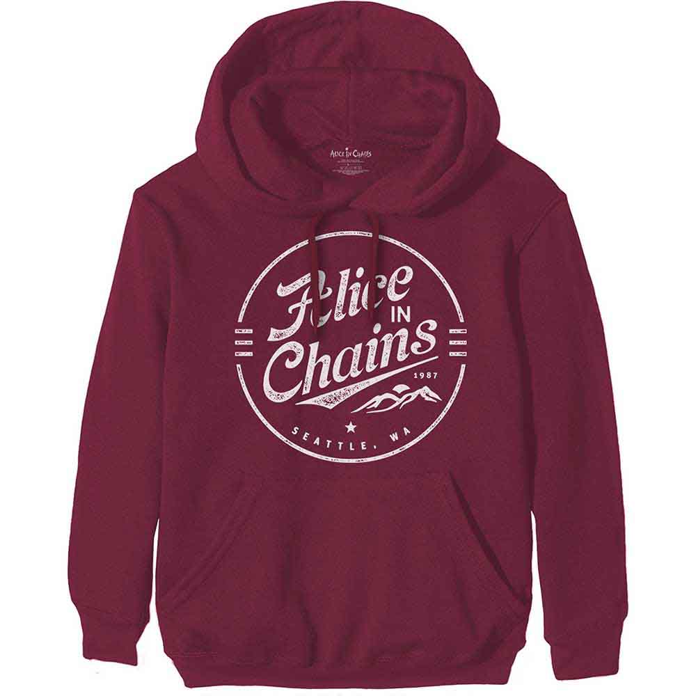 Alice In Chains Circle Emblem Hoodie Sweatshirt Red Officially Licensed