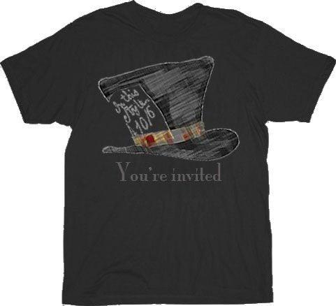 Alice in Wonderland Mad Hatter You're Invited T Shirt