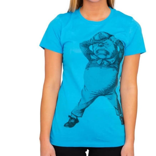 Alice In Wonderland Tweedle Dee Dum Juniors Turquoise T Shirt Tee