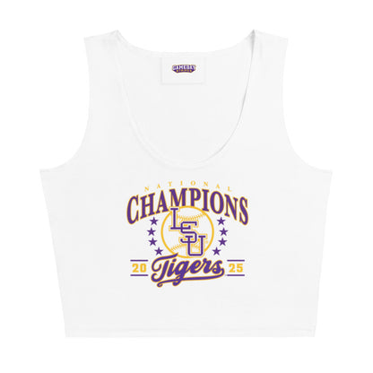 LSU Baseball National Champions Graphic Stretch Crop Top