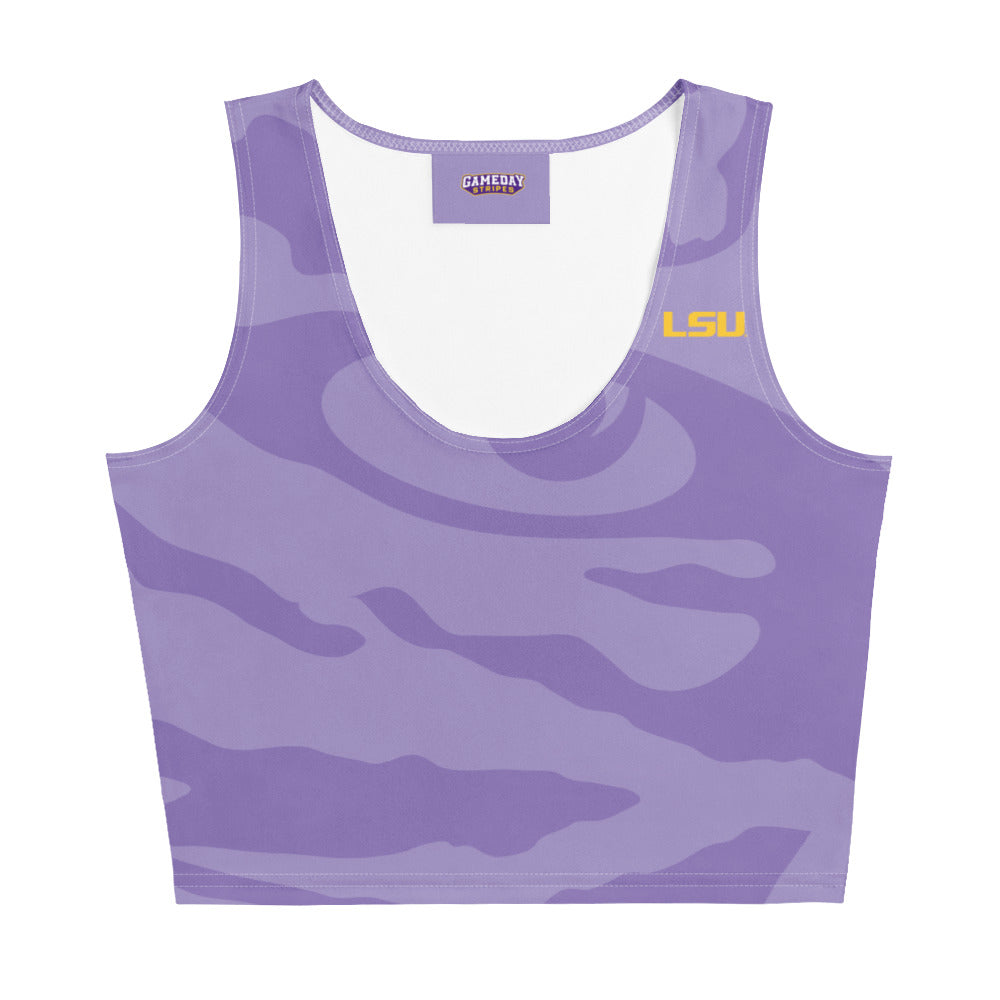 LSU Football Eye of the Tiger Crop Top - Lavender